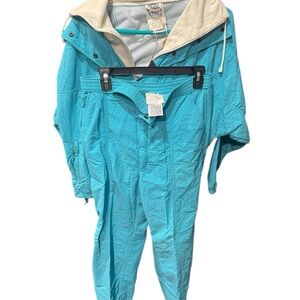 Vintage Roffie Teal ski suit with Hood